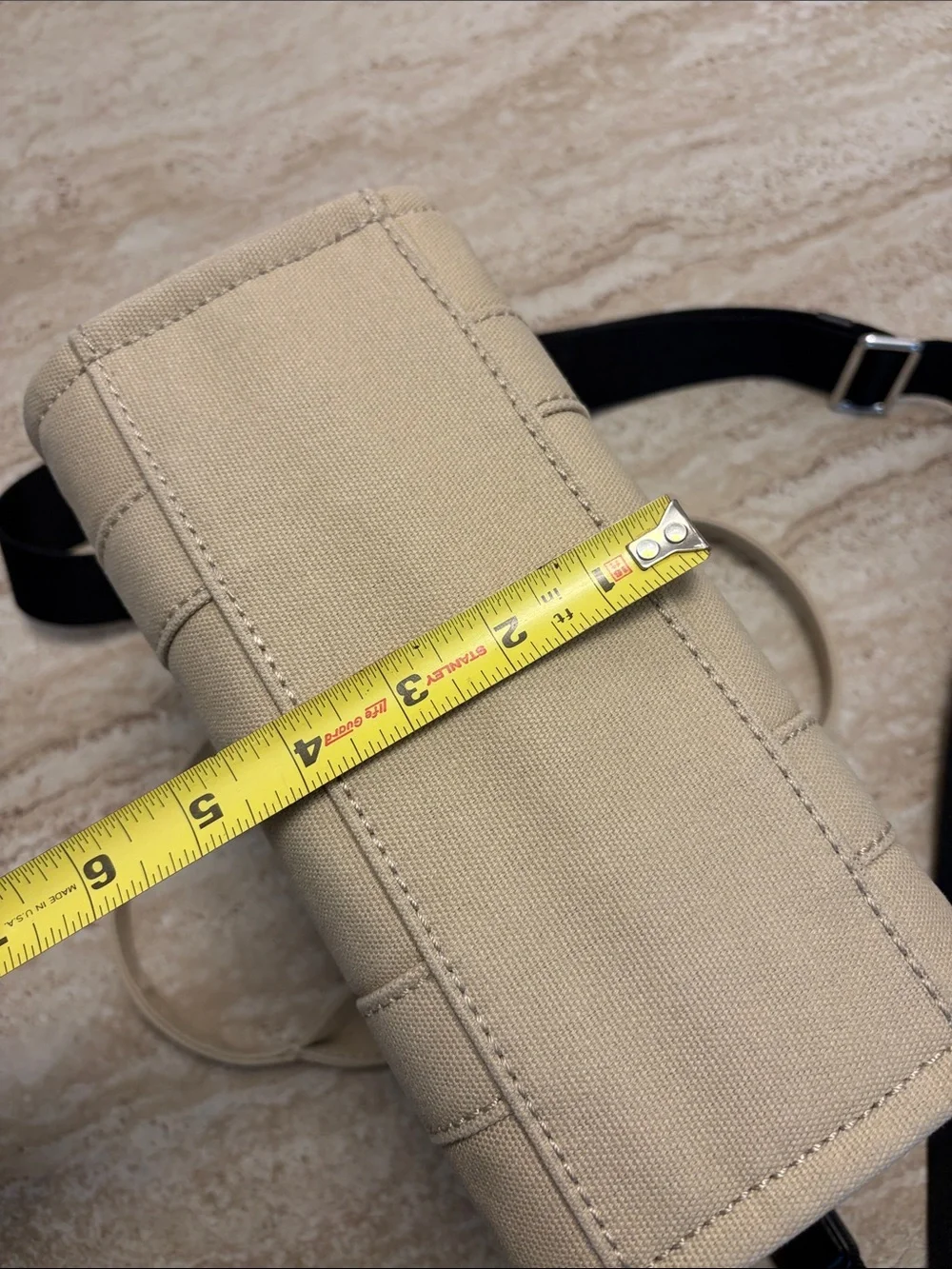 Marc Jacobs Small Beige Canvas 'The Tote Bag' with Black Strap - Picture 12 of 12